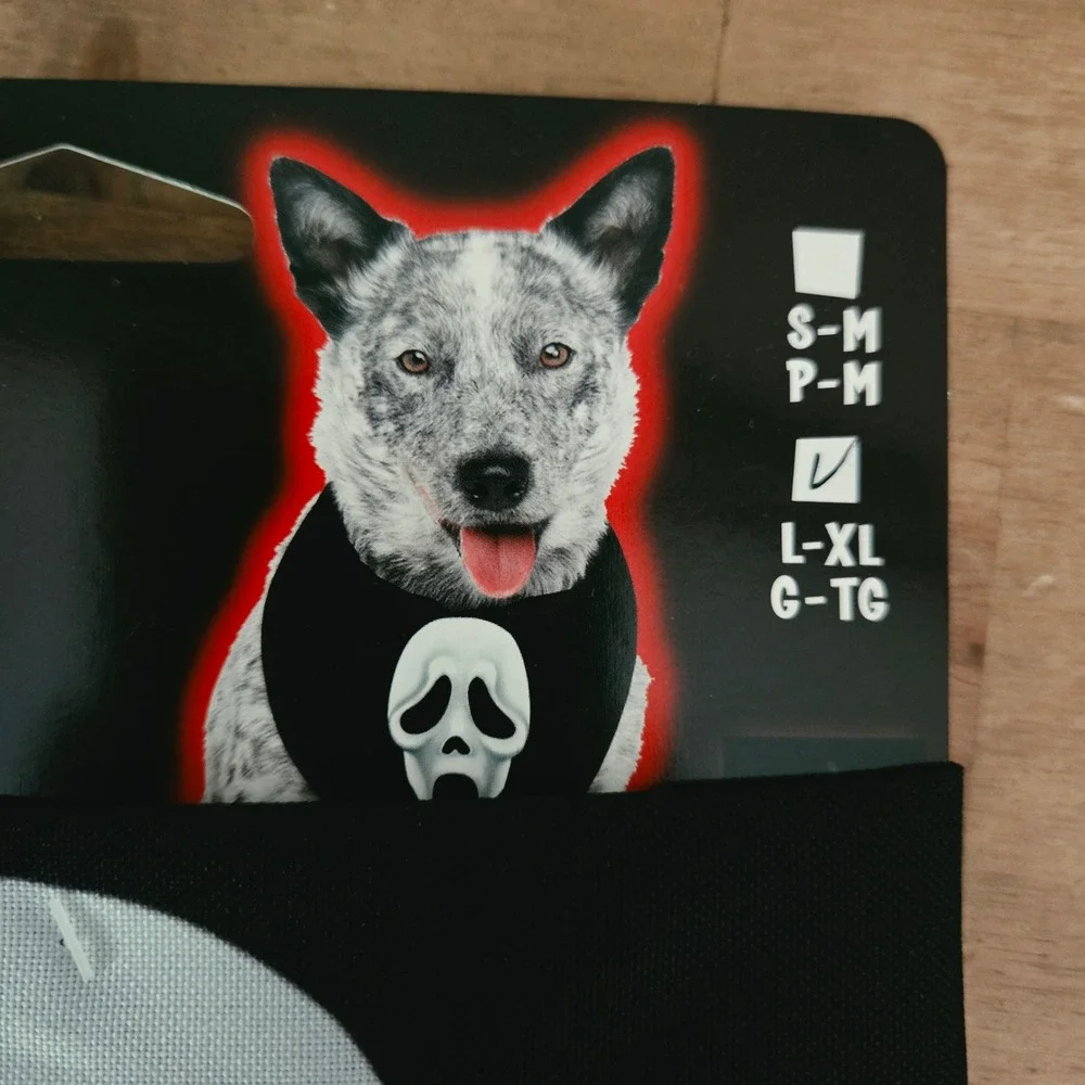 Fun World Ghost Face Bandana Pet L/XL Black New Halloween Scream Costume 98124K